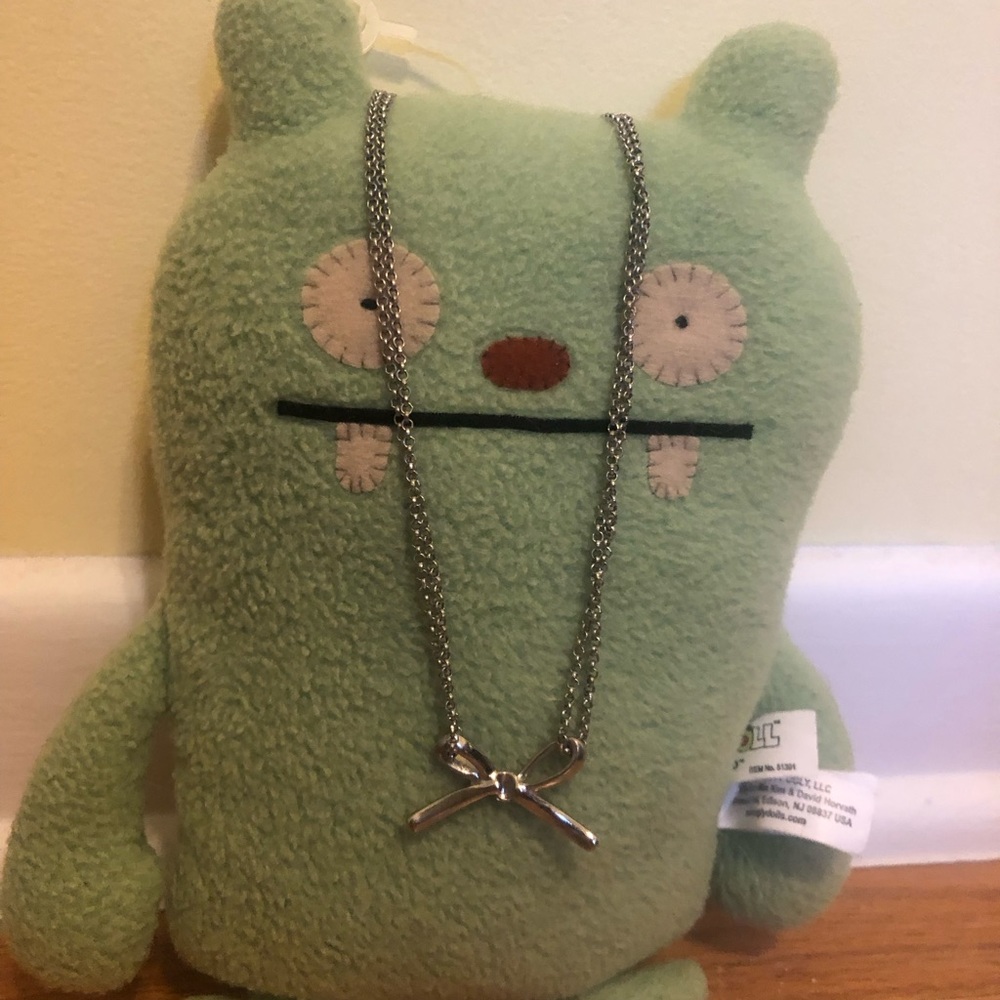 Vintage Robert Rose 9” Silver Bow Necklace. Ugly Doll Not Included.